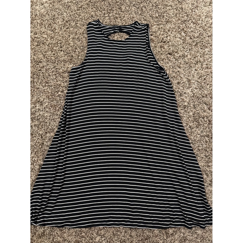 American Eagle Striped Sleeveless Swing Mini Dress Minimalist Keyhole Womens S